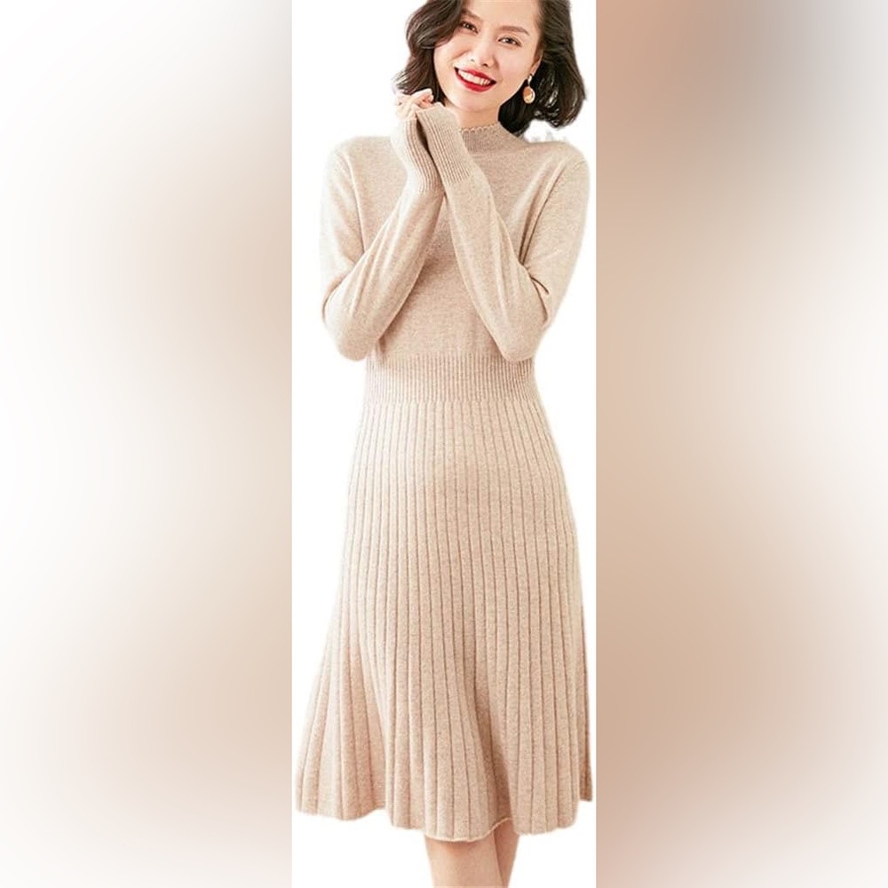 Loose Long-Style Dress Cashmere Size Medium